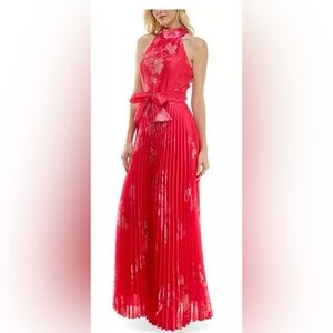 Taylor solid satin a-line dress size 6 NWT fiery rose color